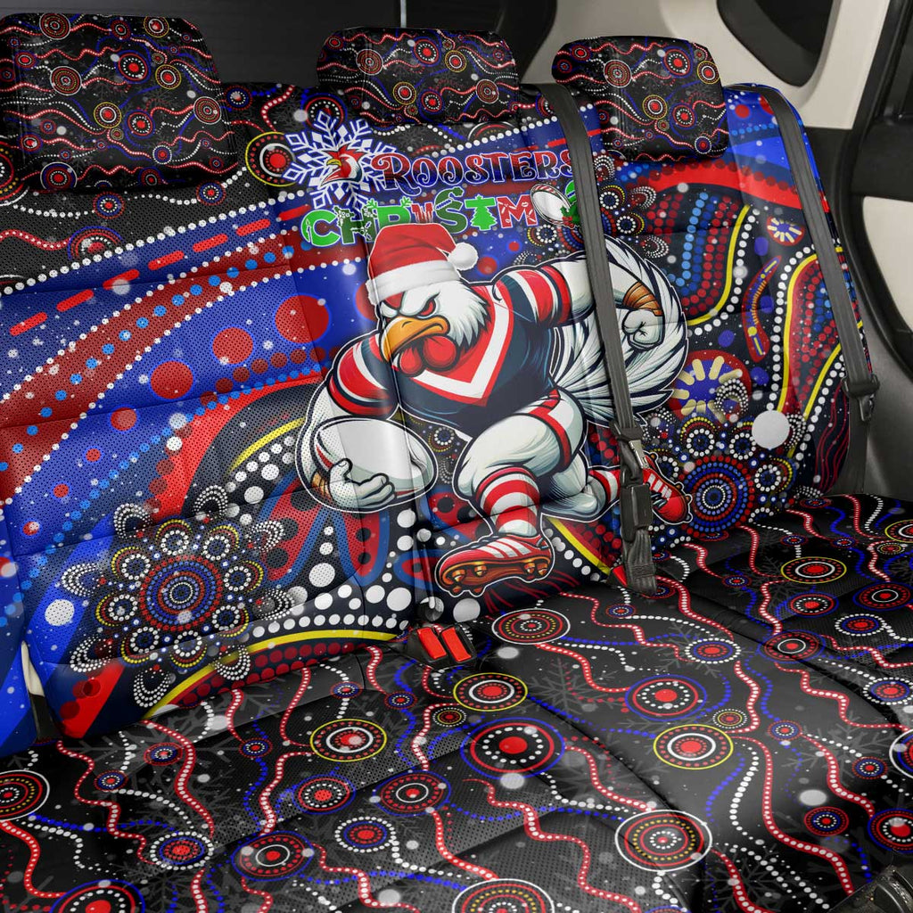 Merry Christmas Sydney Roosters Back Car Seat Cover Aboriginal Santa Rugby Mascot - Tricolours