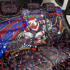 Merry Christmas Sydney Roosters Back Car Seat Cover Aboriginal Santa Rugby Mascot - Tricolours