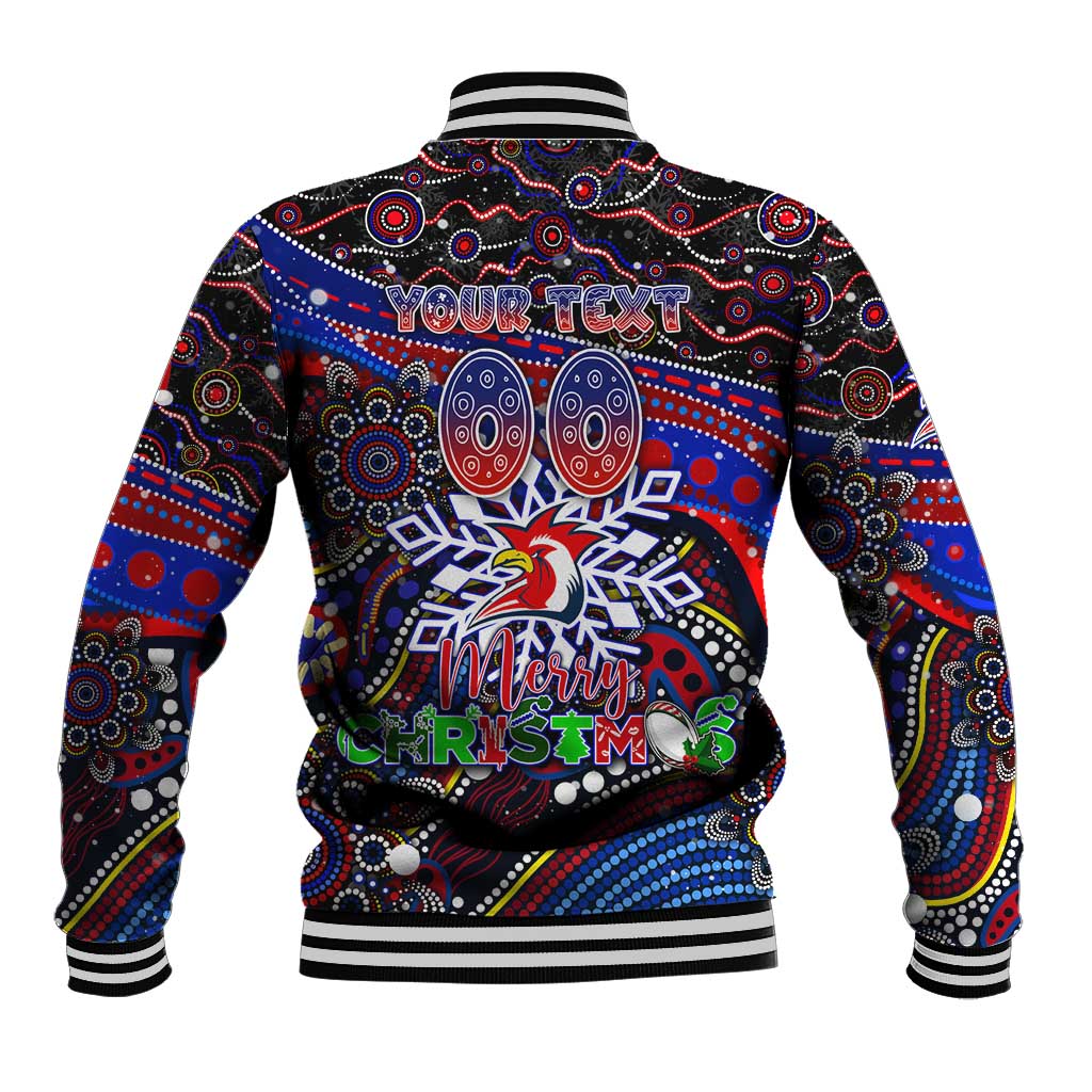 Merry Christmas Sydney Roosters Baseball Jacket Aboriginal Santa Rugby Mascot - Tricolours