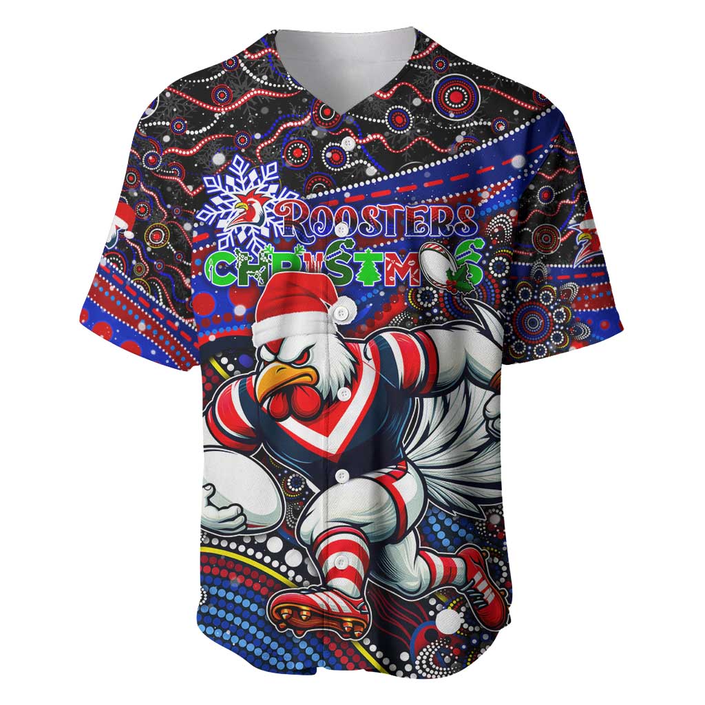 Merry Christmas Sydney Roosters Baseball Jersey Aboriginal Santa Rugby Mascot - Tricolours