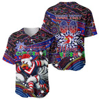 Merry Christmas Sydney Roosters Baseball Jersey Aboriginal Santa Rugby Mascot - Tricolours