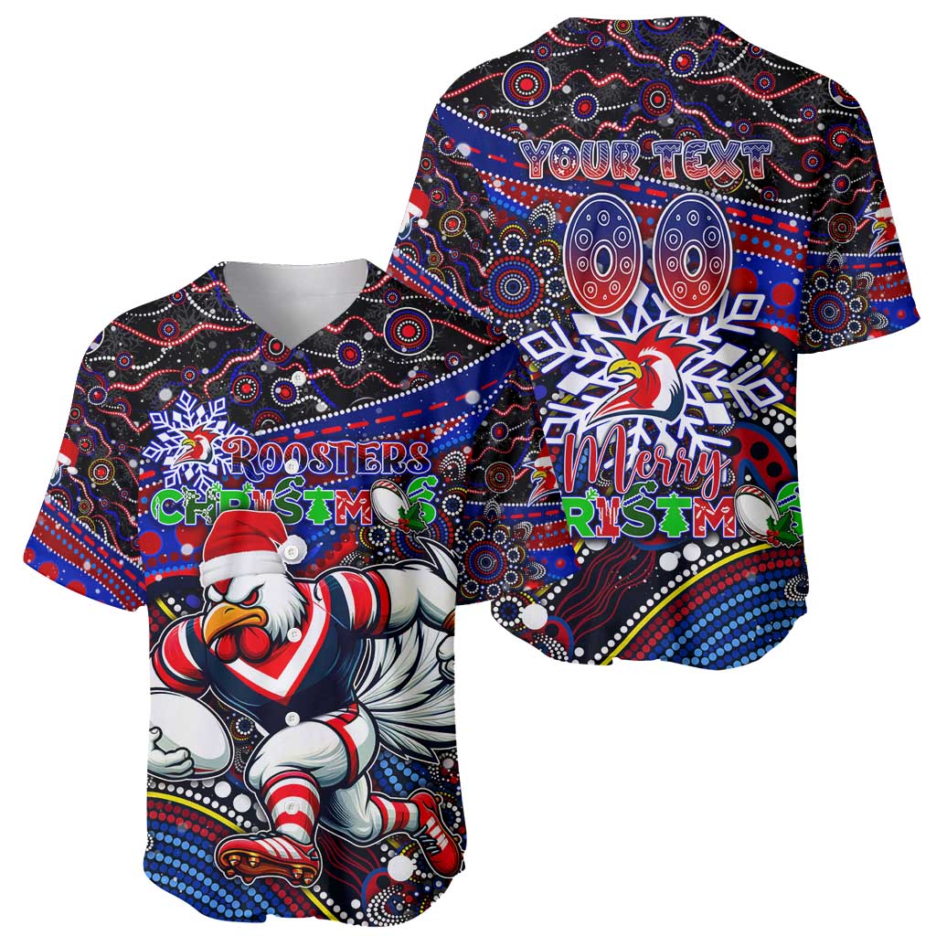 Merry Christmas Sydney Roosters Baseball Jersey Aboriginal Santa Rugby Mascot - Tricolours