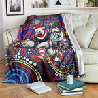 Merry Christmas Sydney Roosters Blanket Aboriginal Santa Rugby Mascot - Tricolours