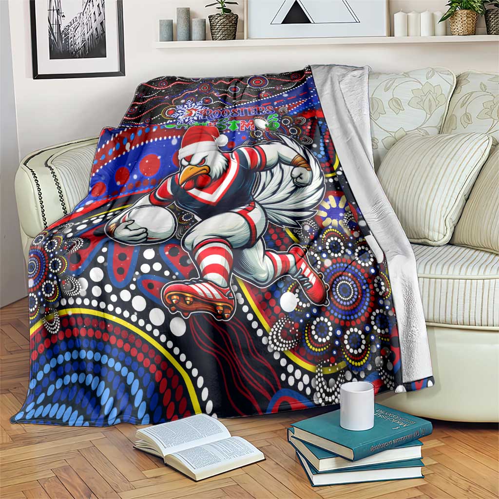 Merry Christmas Sydney Roosters Blanket Aboriginal Santa Rugby Mascot - Tricolours