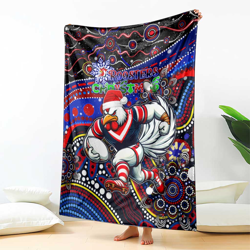 Merry Christmas Sydney Roosters Blanket Aboriginal Santa Rugby Mascot - Tricolours