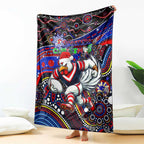 Merry Christmas Sydney Roosters Blanket Aboriginal Santa Rugby Mascot - Tricolours