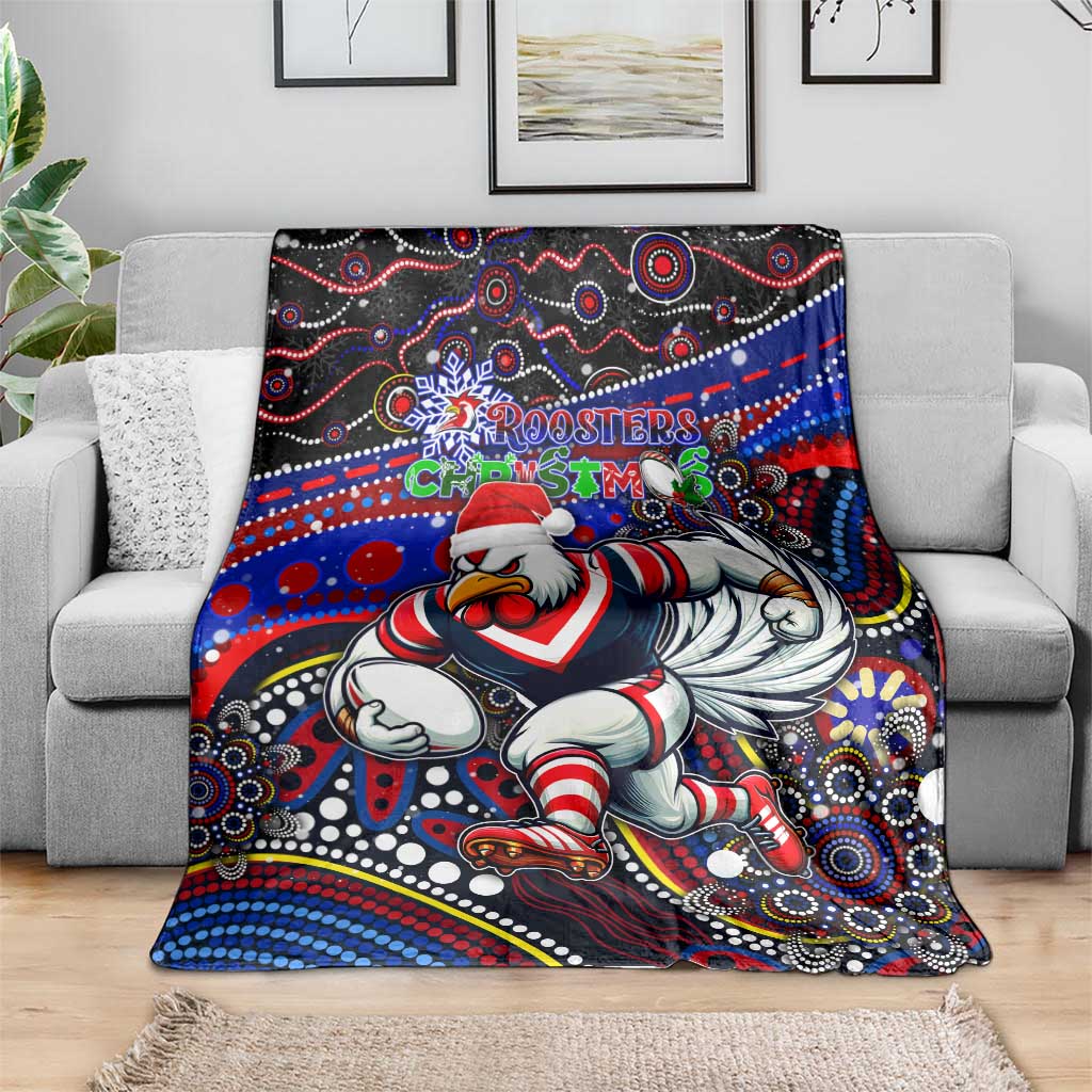 Merry Christmas Sydney Roosters Blanket Aboriginal Santa Rugby Mascot - Tricolours