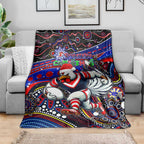 Merry Christmas Sydney Roosters Blanket Aboriginal Santa Rugby Mascot - Tricolours