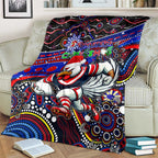 Merry Christmas Sydney Roosters Blanket Aboriginal Santa Rugby Mascot - Tricolours