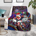 Merry Christmas Sydney Roosters Blanket Aboriginal Santa Rugby Mascot - Tricolours