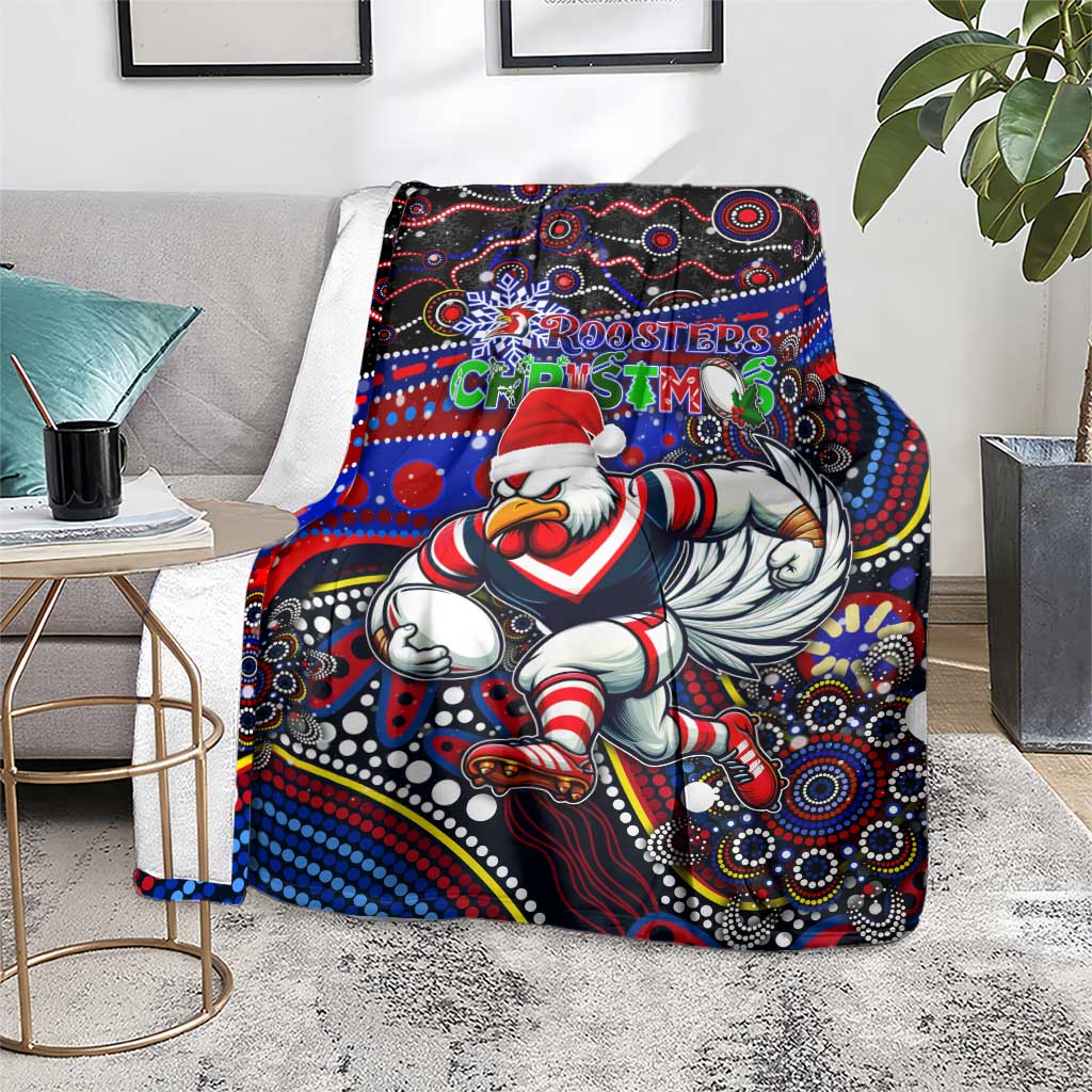 Merry Christmas Sydney Roosters Blanket Aboriginal Santa Rugby Mascot - Tricolours