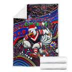 Merry Christmas Sydney Roosters Blanket Aboriginal Santa Rugby Mascot - Tricolours