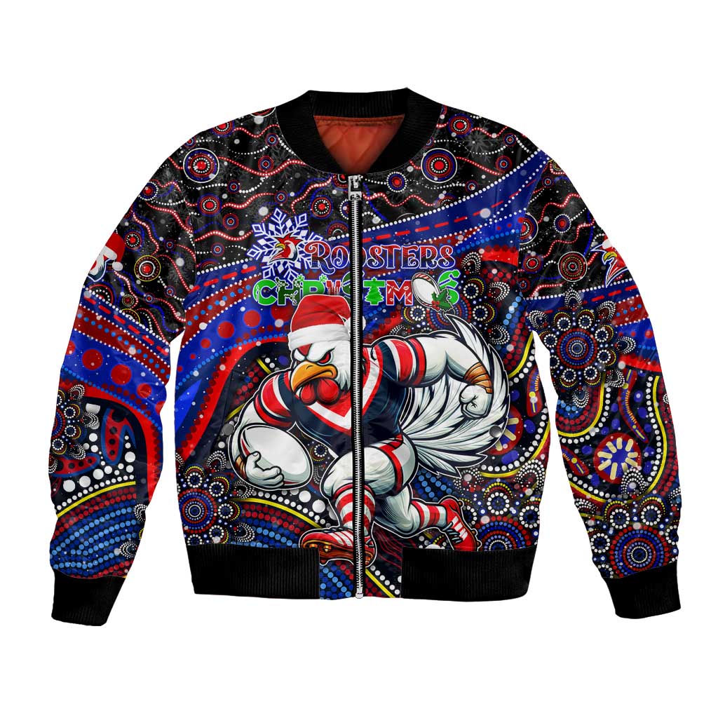 Merry Christmas Sydney Roosters Bomber Jacket Aboriginal Santa Rugby Mascot - Tricolours