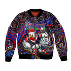 Merry Christmas Sydney Roosters Bomber Jacket Aboriginal Santa Rugby Mascot - Tricolours