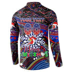 Merry Christmas Sydney Roosters Button Sweatshirt Aboriginal Santa Rugby Mascot - Tricolours