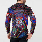 Merry Christmas Sydney Roosters Button Sweatshirt Aboriginal Santa Rugby Mascot - Tricolours