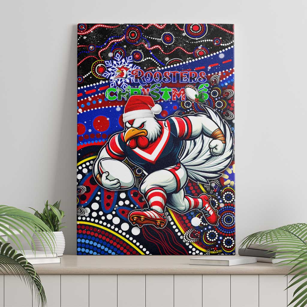 Merry Christmas Sydney Roosters Canvas Wall Art Aboriginal Santa Rugby Mascot - Tricolours