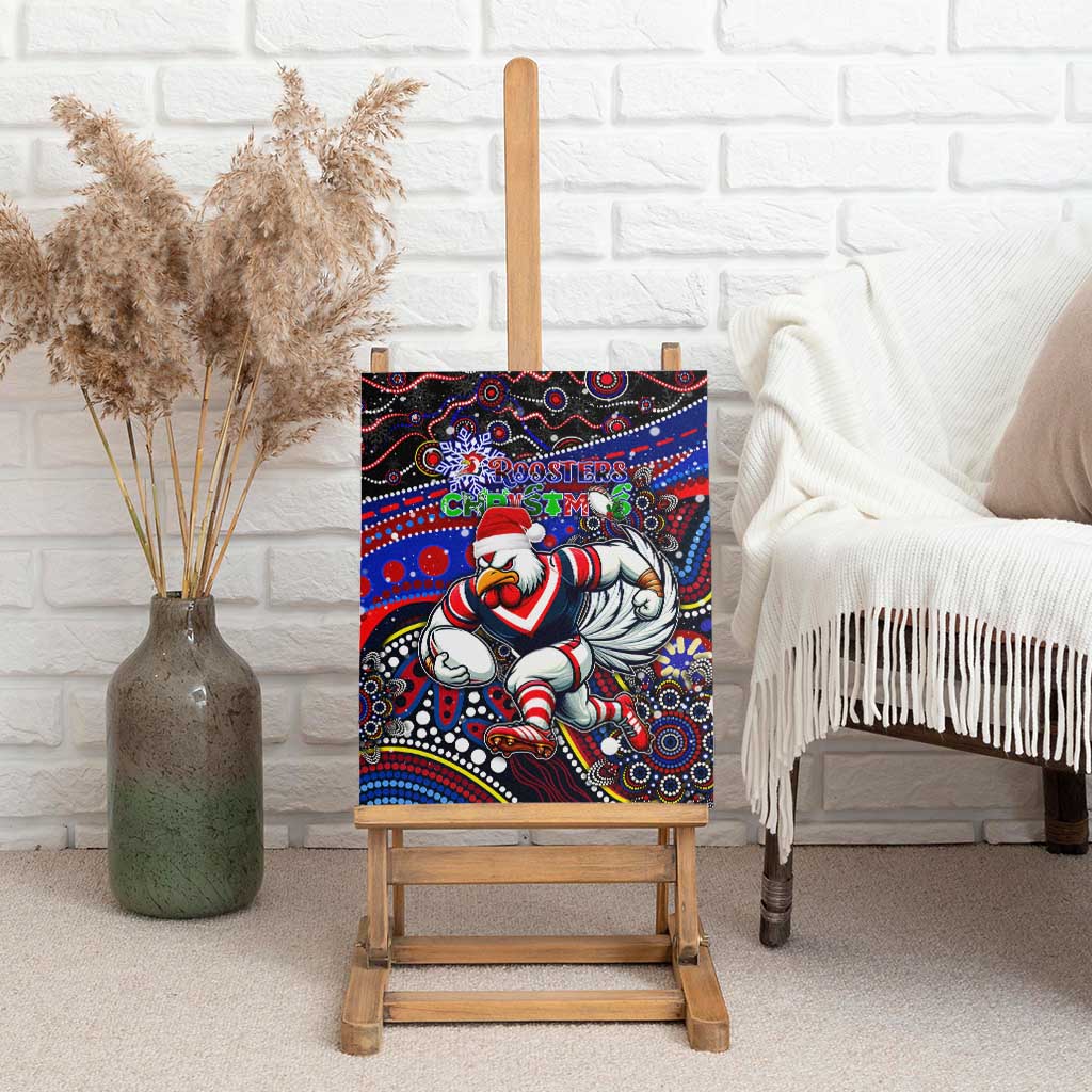Merry Christmas Sydney Roosters Canvas Wall Art Aboriginal Santa Rugby Mascot - Tricolours