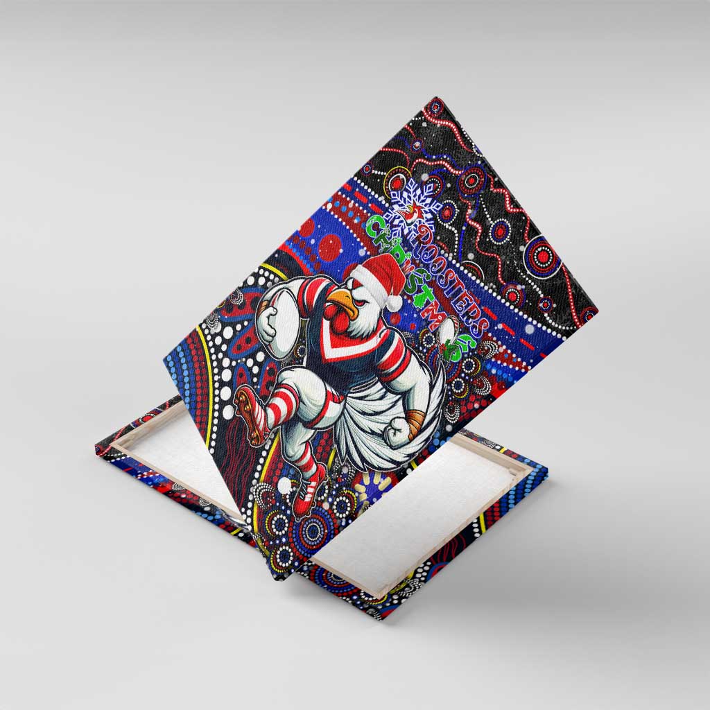 Merry Christmas Sydney Roosters Canvas Wall Art Aboriginal Santa Rugby Mascot - Tricolours