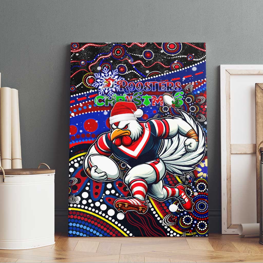 Merry Christmas Sydney Roosters Canvas Wall Art Aboriginal Santa Rugby Mascot - Tricolours