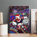 Merry Christmas Sydney Roosters Canvas Wall Art Aboriginal Santa Rugby Mascot - Tricolours