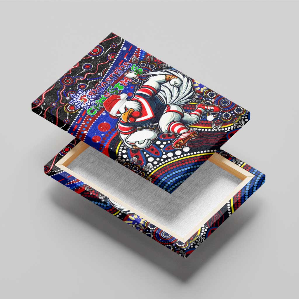 Merry Christmas Sydney Roosters Canvas Wall Art Aboriginal Santa Rugby Mascot - Tricolours