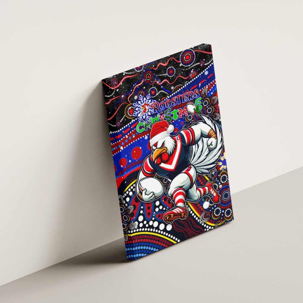 Merry Christmas Sydney Roosters Canvas Wall Art Aboriginal Santa Rugby Mascot - Tricolours
