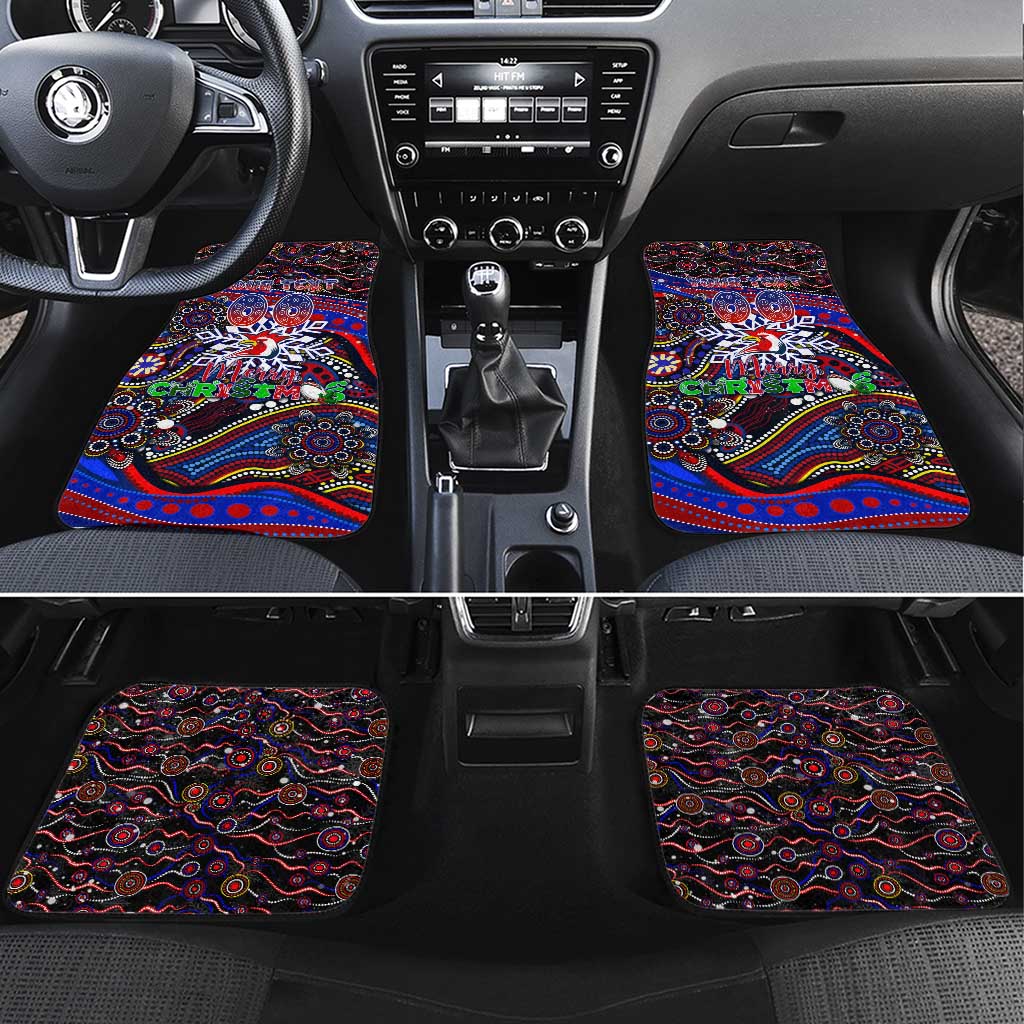Merry Christmas Sydney Roosters Car Mats Aboriginal Santa Rugby Mascot - Tricolours