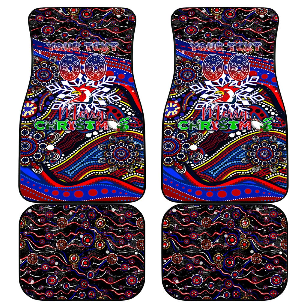 Merry Christmas Sydney Roosters Car Mats Aboriginal Santa Rugby Mascot - Tricolours