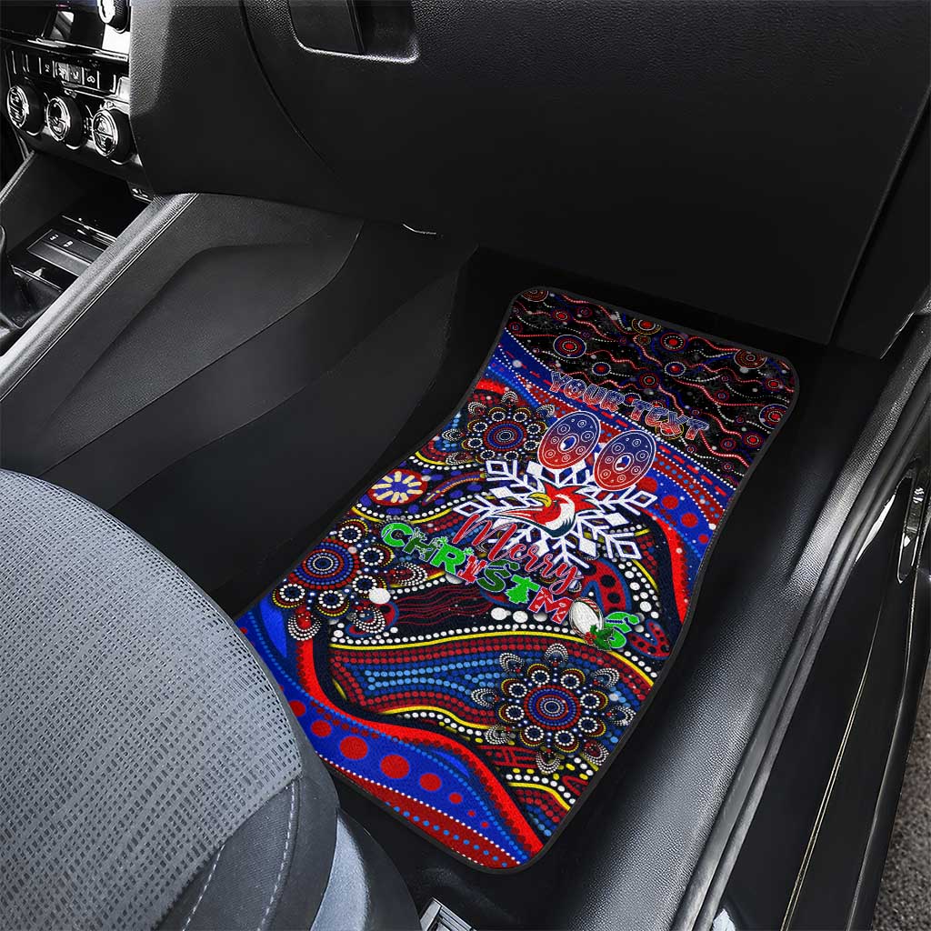 Merry Christmas Sydney Roosters Car Mats Aboriginal Santa Rugby Mascot - Tricolours
