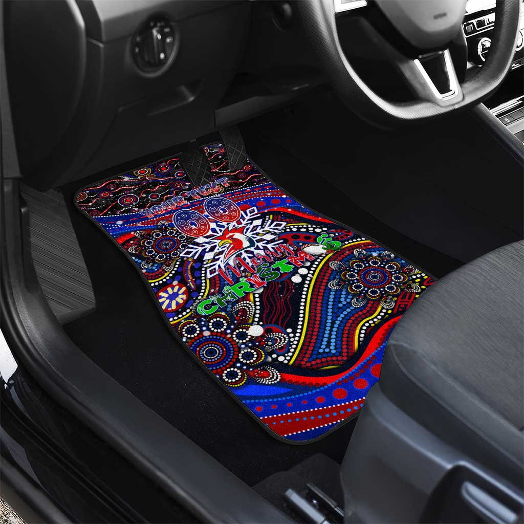 Merry Christmas Sydney Roosters Car Mats Aboriginal Santa Rugby Mascot - Tricolours