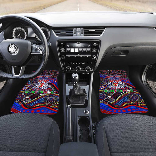 Merry Christmas Sydney Roosters Car Mats Aboriginal Santa Rugby Mascot - Tricolours