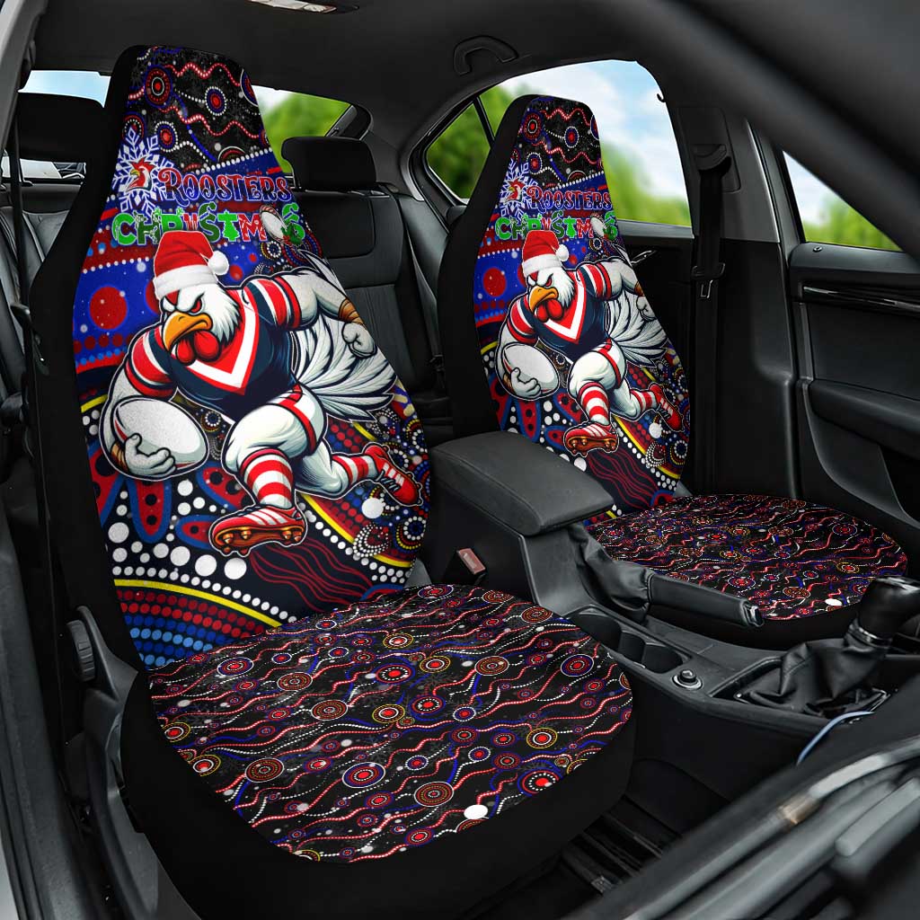 Merry Christmas Sydney Roosters Car Seat Cover Aboriginal Santa Rugby Mascot - Tricolours