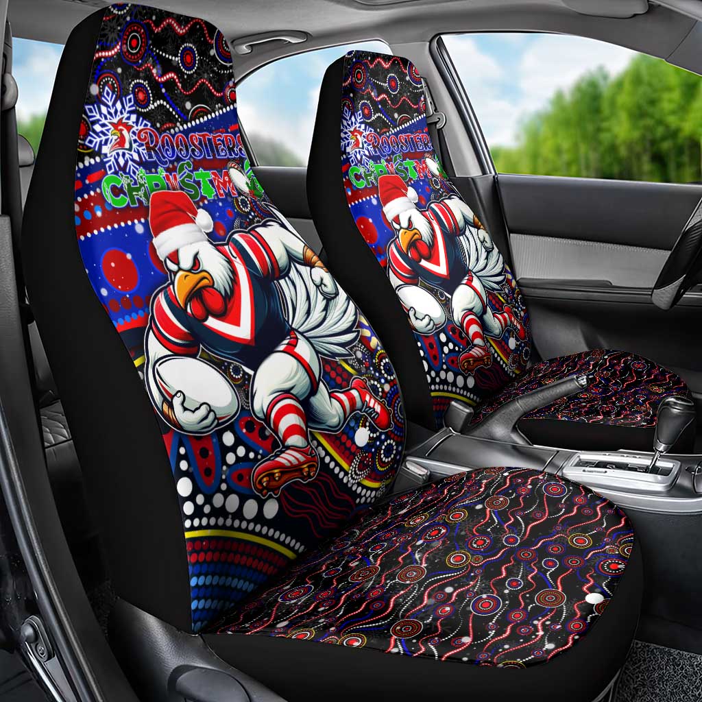 Merry Christmas Sydney Roosters Car Seat Cover Aboriginal Santa Rugby Mascot - Tricolours