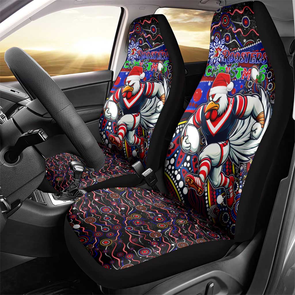 Merry Christmas Sydney Roosters Car Seat Cover Aboriginal Santa Rugby Mascot - Tricolours