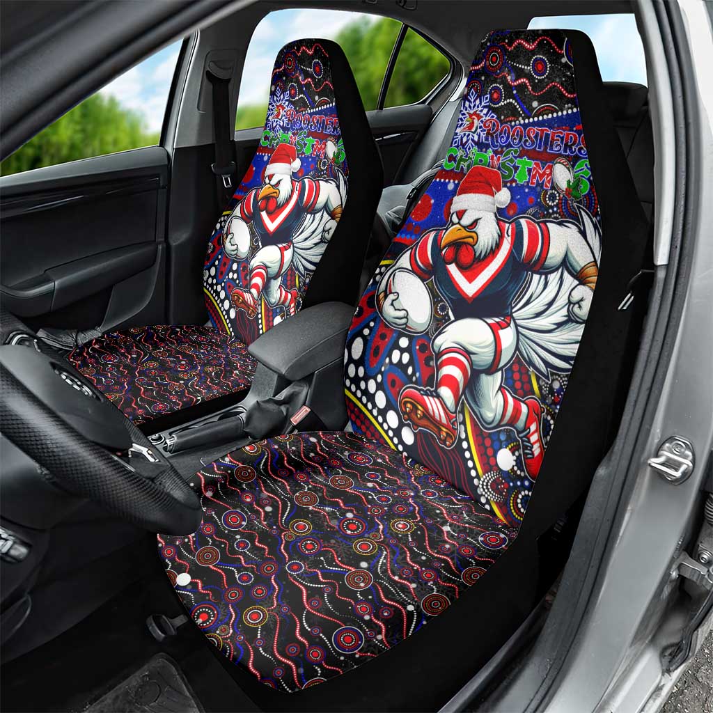 Merry Christmas Sydney Roosters Car Seat Cover Aboriginal Santa Rugby Mascot - Tricolours