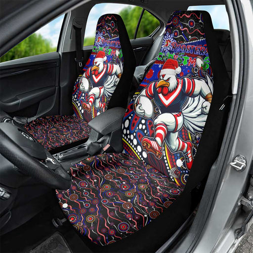 Merry Christmas Sydney Roosters Car Seat Cover Aboriginal Santa Rugby Mascot - Tricolours
