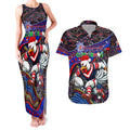 Merry Christmas Sydney Roosters Couples Matching Tank Maxi Dress and Hawaiian Shirt Aboriginal Santa Rugby Mascot - Tricolours