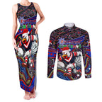 Merry Christmas Sydney Roosters Couples Matching Tank Maxi Dress and Long Sleeve Button Shirt Aboriginal Santa Rugby Mascot - Tricolours