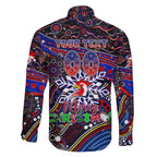 Merry Christmas Sydney Roosters Family Matching Long Sleeve Bodycon Dress and Hawaiian Shirt Aboriginal Santa Rugby Mascot - Tricolours