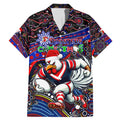 Merry Christmas Sydney Roosters Family Matching Mermaid Dress and Hawaiian Shirt Aboriginal Santa Rugby Mascot - Tricolours