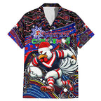 Merry Christmas Sydney Roosters Family Matching Mermaid Dress and Hawaiian Shirt Aboriginal Santa Rugby Mascot - Tricolours