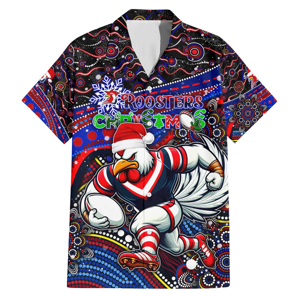 Merry Christmas Sydney Roosters Family Matching Mermaid Dress and Hawaiian Shirt Aboriginal Santa Rugby Mascot - Tricolours