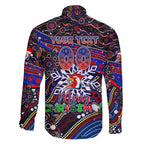 Merry Christmas Sydney Roosters Family Matching Off The Shoulder Long Sleeve Dress and Hawaiian Shirt Aboriginal Santa Rugby Mascot - Tricolours