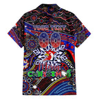 Merry Christmas Sydney Roosters Family Matching Puletasi and Hawaiian Shirt Aboriginal Santa Rugby Mascot - Tricolours