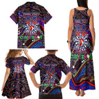 Merry Christmas Sydney Roosters Family Matching Tank Maxi Dress and Hawaiian Shirt Aboriginal Santa Rugby Mascot - Tricolours