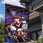 Merry Christmas Sydney Roosters Garden Flag Aboriginal Santa Rugby Mascot - Tricolours
