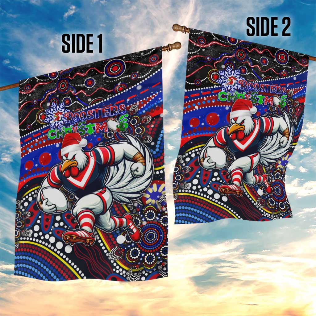 Merry Christmas Sydney Roosters Garden Flag Aboriginal Santa Rugby Mascot - Tricolours