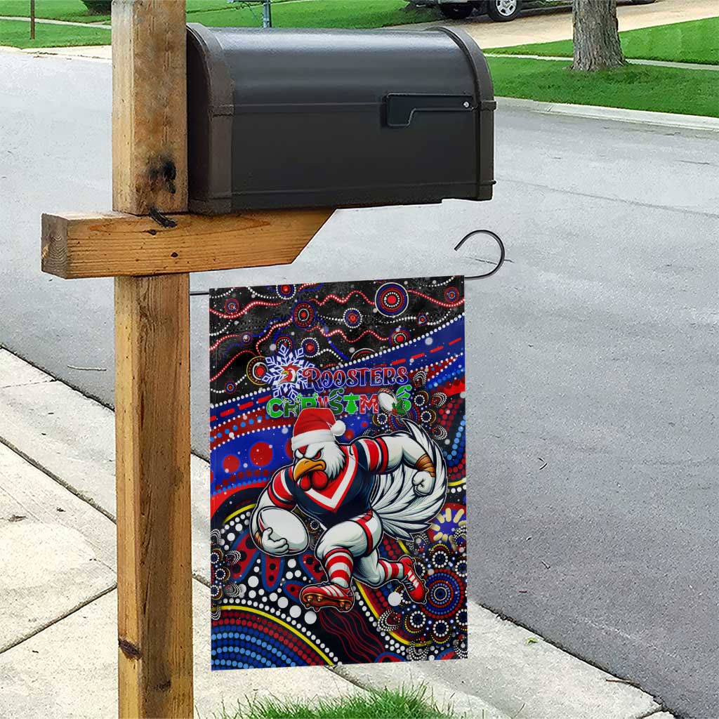Merry Christmas Sydney Roosters Garden Flag Aboriginal Santa Rugby Mascot - Tricolours