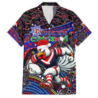 Merry Christmas Sydney Roosters Hawaiian Shirt Aboriginal Santa Rugby Mascot - Tricolours